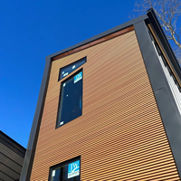 Panneau mural en composite de teck WPC, finition brossée, design moderne, revêtement extérieur