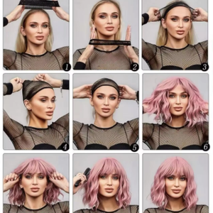 วิกผมลอนยาวแบบเซ็กซี่สำหรับผู้หญิง ผมหยักศกสีดำ หน้าม้าตรง ปิดผมได้ทั้งศีรษะ ทำจากเส้นใยทนความร้อนสูง - Product Image 6