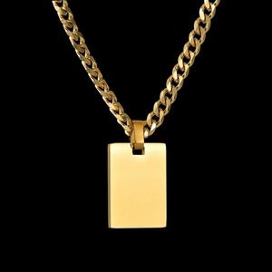 Collier avec pendentif carré en acier inoxydable personnalisé, peinture couleur, gravure photo, plaqué or 18 carats, collier avec lettre gravée, bijoux - Product Image 6