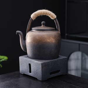 Handmade Japanese Style Retro Ceramic Pottery Drinkware <b>Tea</b> Brewing <b>Pot</b> Zen Charcoal Stove Candle Warm Eco-Friendly - Product Image 4