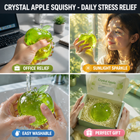 Nouveauté 2026 : Jouet Squishy Pomme Verte Réaliste en Gelée Cristalline TPR Maltose à Rebond Lent, Jouets Anti-Stress à Presser pour Enfants