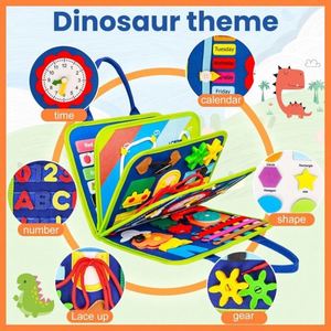 Tablero de Actividades de Fieltro con Diseño de Dinosaurio, Juguetes Montessori para Niños Pequeños, Libro Sensorial de Fieltro para Educación Temprana - Product Image 2