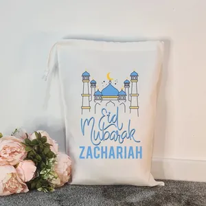 Ramadan decorazione sublimazione Eid Mubarak Ramadan Candy Bag Canvas Eid Gift Bag