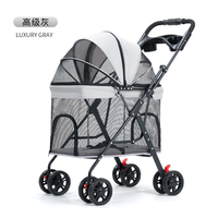 Poussette pour animaux de compagnie à 4 roues, maille respirante, pliable, légère, en alliage d'aluminium, écologique, pour chats, utilisable toute l'année