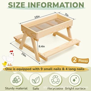 Comedero de madera para pollos, comedero de madera natural, color madera, suministro para mascotas al aire libre para pollos - Product Image 4