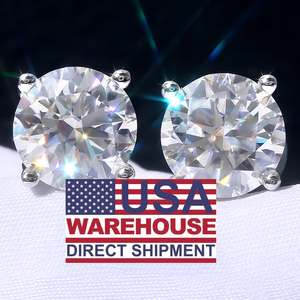 USA Großhandel 0,5-2CT VVS Diamant-Ohrringe 925 Sterling Silber 14K Vergoldet Damen Feiner Schmuck Moissanit-Ohrstecker Herren - Product Image 2