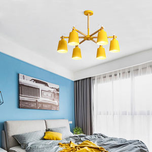 Lustre en <span class=keywords><strong>bois</strong></span> Macaron intérieur moderne nordique pour salon éclairage à <span class=keywords><strong>Suspension</strong></span> multitête taille de lampe moyenne à hauteur réglable - Product Image 3