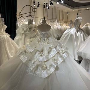 Vestido de Novia Lsml098 sin Tirantes con Flores 3D, Cintura con Volantes, Falda Larga, Silueta Alta y Delgada, Jancember - Product Image 4