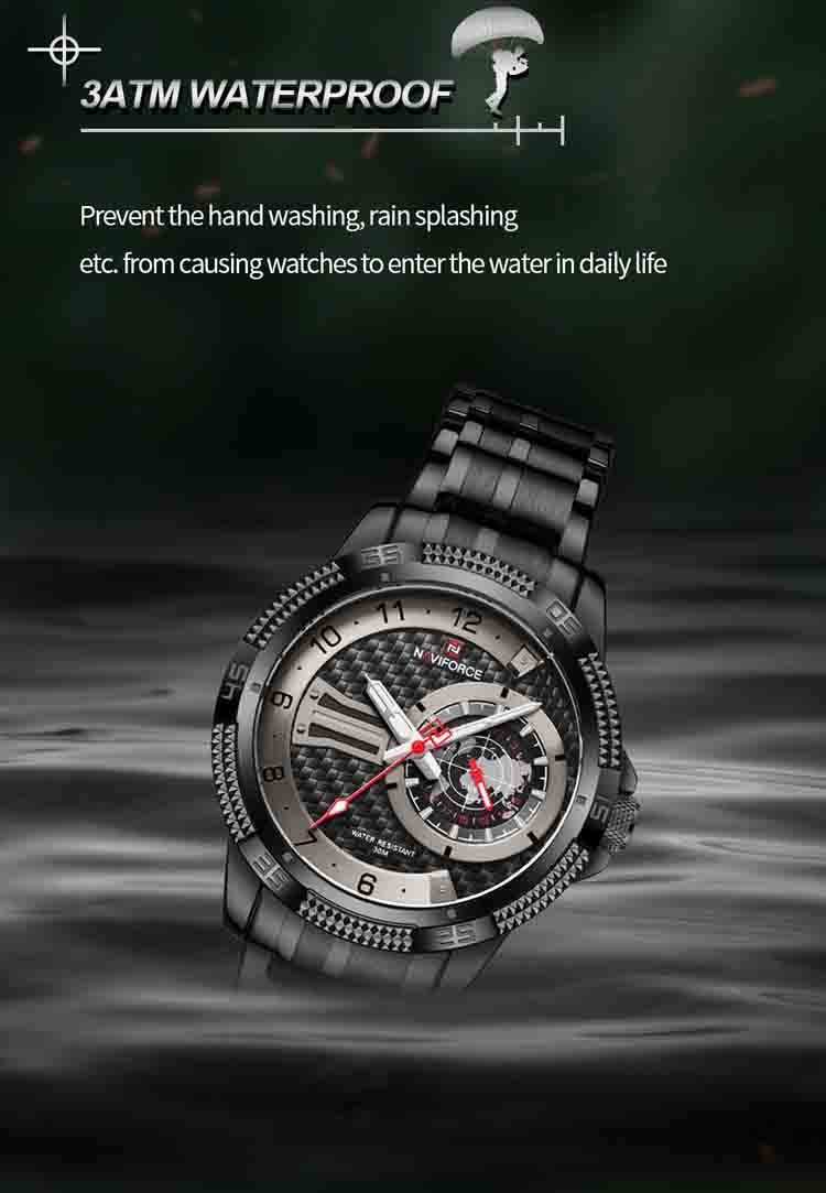 NAVIFORCE NF9206 luxury gold men quartz watch stylish stainless steel strap Waterproof date display Minimalist business watch