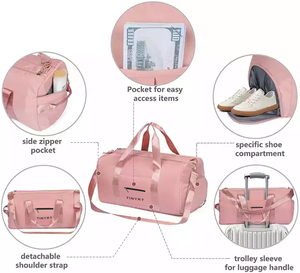 Offre Spéciale Logo personnalisé passer la nuit week-end fourre-tout sac polochon étanche Gym sport rose voyage sac polochon pour femmes hommes filles - Product Image 5