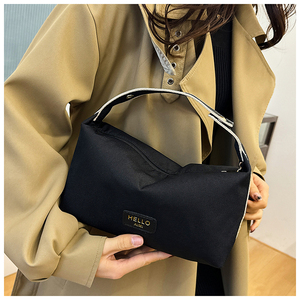 Sac de toilette en toile de coton imprimée en gros, sac à main, étiquette en PU pur, logo cousu, sac à maquillage pour voyage - Product Image 5