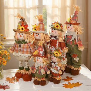 Ming Guan transfrontalier Halloween en peluche gonflable épouvantail <span class=keywords><strong>Momoko</strong></span> poupée peluche tournesol décoration automne décor à la maison 15-30cm - Product Image 1