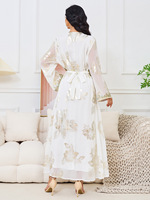 Robe musulmane pour femmes du Moyen-Orient 2026, nouvelle robe élégante à col en V, ensemble deux pièces, robe de soirée de haute qualité