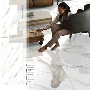 Azulejos de Porcelana Calacatta Blanco Brillante de 24x48 Pulgadas, Pulidos para Pisos y Paredes, para Proyectos de Interiores de Lujo - Product Image 1