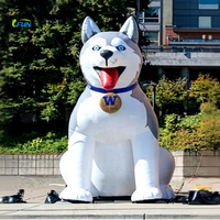 Animaux de dessin animé gonflables publicitaires réalistes personnalisés Modèle Husky/Chiot Loup Chien Tissu Oxford Certifié EN14960 Marque IFUN