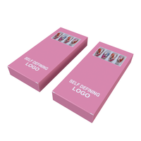 Boîte de paquet de faux ongles vides imprimés personnalisés boîte d'emballage d'ongles à pression de marque privée boîtes d'ongles roses à dessus transparent avec fenêtre