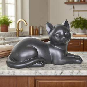 Figura Decorativa de Gato Acogedor <span class=keywords><strong>en</strong></span> Resina Negra Mate, Escultura Artística Moderna para Interiores y Exteriores, Adorno Artesanal para el Hogar - Product Image 1