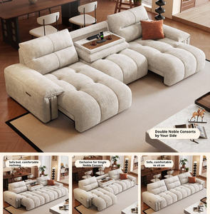 Sofá Eléctrico Retráctil para Sala de Estar, Sofá Cama con Tela Resistente a Arañazos, Estilo Crema, Moderno, Simple, Sofá Recto - Product Image 2