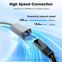 Carte réseau Gigabit RJ45 USB 3.0 à 1000Mbps Adaptateur Ethernet 100Mbps pour ordinateur de bureau et portable et ordinateur portable et autres appareils