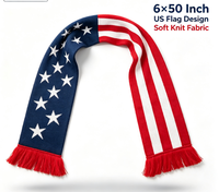 Écharpe de supporter de football des États-Unis 6*50 pouces, drapeau USA, bleu marine, rouge, blanc, accessoire pour supporter de football, jour de match au stade