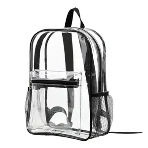 Clear School Backpack Heavy Duty PVC Plastic Jelly Transparent Backpack with Reinforced Strap for College Workplace