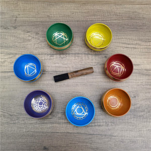 Cuenco colorido personalizado hecho a mano, cuenco de canto para meditación de Yoga <span class=keywords><strong>budista</strong></span>, cuenco de sonido de cobre para limpieza de oídos de colores - Product Image 1