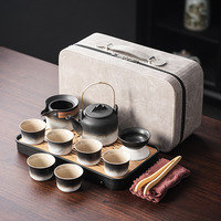 Coffret Cadeau d'Affaires – Service à Thé Kung Fu Dégradé de Couleurs, Portable pour Utilisation en Extérieur, pour Entreprises, Voyage, Ustensiles en Grès, Origine Chine