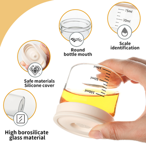 Tarro de cocina de grado alimenticio sin plomo de alto contenido en borosilicato ECO, tarro sellado de 3oz, 4oz, 6oz, tarro de vidrio <span class=keywords><strong>pequeño</strong></span> con tapa de silicona - Product Image 3