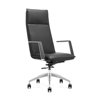 Chaise de direction à dossier haut BJ 8292, revêtement en cuir véritable/PVC/microfibre en option, base en aluminium à 5 branches, accoudoirs intégrés
