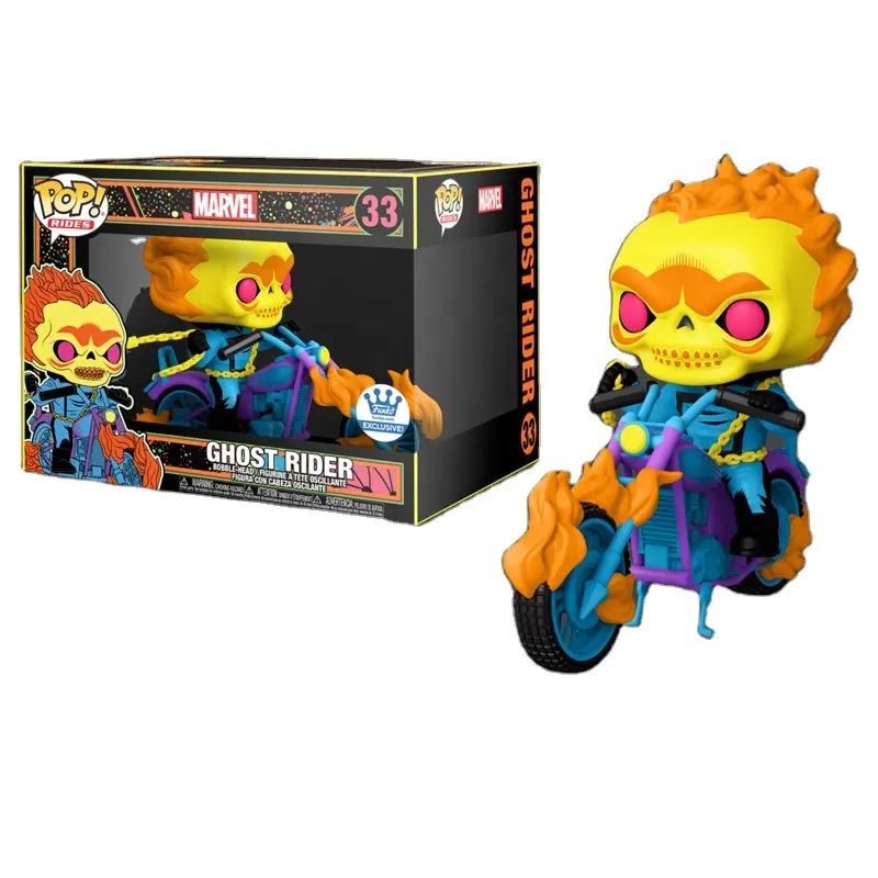 FUNKo POP Ghost Rider Vinyl Action Figure Toys Collection Model Doll Toy 33 big # Skeleton Knight motorcycle Model Doll Toys