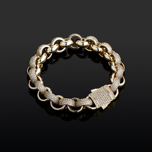 2BRA21040009 Hochwertige Goldkette Einfacher Modischer Charm 15MM Gliederkette Messing Zirkon Diamant Exklusiv für <span class=keywords><strong>Saudi</strong></span>-Arabien - Product Image 3