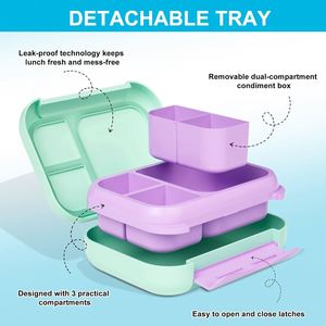 Cheap Cute Heatable Kids <b>Lunch</b> <b>Box</b> with 2 Water Bottles 2 <b>Compartments</b> Leakproof for School & Kindergarten Children - Product Image 2