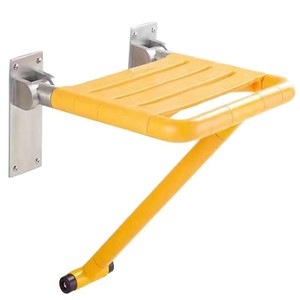 Lavni Wall Mounted <b>Shower</b> <b>Stool</b> Yellow Plastic Stainless Steel Anti Slip 300 Lb Capacity Bathroom Safety Equipment - Product Image 4