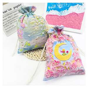 Sac cadeau en gros, sac à cordon personnalisé avec logo, sacs en coton mousseline pour l'emballage et le rangement de cadeaux - Product Image 5