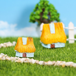 Miniature House <b>Ornament</b> Resin Thatched Cottage Outdoor Garden Decoration Irregular Shape Painted Finish - Product Image 4