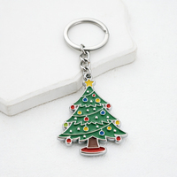 Porte-clés en métal en alliage de zinc plaqué nickel émaillé souple, motif sapin de Noël, directement de l'usine, pour promotions festives d'entreprise