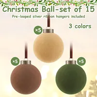 Ensemble de 15 boules de Noël artificielles en velours de style européen, en plastique, 8 cm, ornements floqués, logo personnalisé, pour arbre de Noël