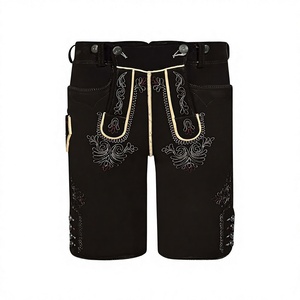 Pantalones Cortos Bávaros de Cuero para Hombre, Estilo Urbano, Oktoberfest, Cuero Vacuno, Cintura Media, Transpirables - Product Image 1