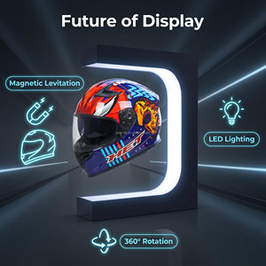 Support d'affichage de casque à lévitation magnétique, capacité de charge <span class=keywords><strong>1</strong></span>-2 kg, rotation flottante sans fil avec lumière, présentoir de casque de moto - Product Image 1