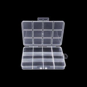 Transparent Plastic Storage Box 12 Compartment Rectangle Jewelry Organizer Tool Case 13.5x9.8x1.8cm PP Material - Product Image 1