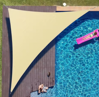 Sonnensegel Beige für Hochbeete und Pool-Terrassen, Dreieckiges Vordach über Deck mit Palmenmotiv