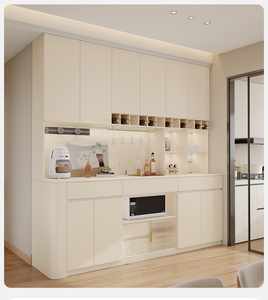 Tùy chỉnh ánh sáng hiện đại sang trọng hệ thống tủ lưu trữ với độ bóng cao kết thúc cửa kính và kệ dẫn cho nhà bếp và phòng khách - Product Image 5