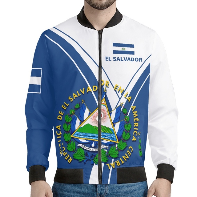 Bomber Jacket Men Manufacturer 3D Sublimation Printing Bomber Jackets EL SALVADOR Zipper Boomber Jacket Men Women Unisex