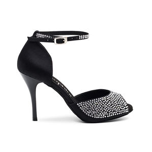 Sandales à talons ouverts en cristal noir pour soirée et <span class=keywords><strong>danse</strong></span>, talons <span class=keywords><strong>de</strong></span> <span class=keywords><strong>danse</strong></span> <span class=keywords><strong>de</strong></span> classe 9 cm, <span class=keywords><strong>chaussures</strong></span> <span class=keywords><strong>de</strong></span> tango - Product Image 3
