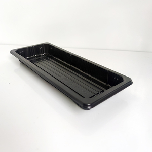 Vente de gros Boîte à emporter Boîte d'emballage jetable écologique de qualité alimentaire en plastique PET noire rectangulaire pour sushis et salades - Product Image 1