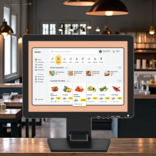 Factory OEM 15 Inch HD Interactive Capacitive Touch Screen LCD Monitor with Open Frame Metal Case for Restaurant Ordering