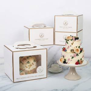Boîte d'emballage alimentaire de boîte à gâteau en papier portable écologique personnalisée de qualité alimentaire avec poignée - Product Image 2