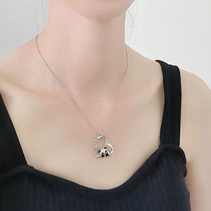 2025 nuova lega <span class=keywords><strong>ti</strong></span> amerò per sempre Kawaii Panda bambino affascinante a forma di cuore collana con ciondolo animale regalo femminile - Product Image 2
