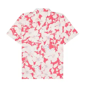 Custom Printed Short Sleeve Open Up Collar 100% Cotton Aloha Shirt Hawaiian Shirts For Men