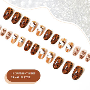 AIERFEI Kattenogen Kunstnagels Aanbrengnagels Schattige Ovale Vorm Kunstnagels Luipaardprint Nagels China Nagelfabriek - Product Image 3